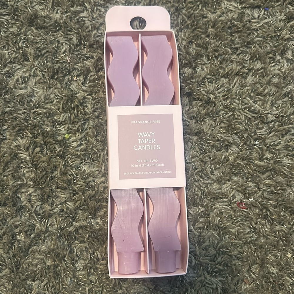 NEW Wavy Taper Candles Set of 2 (Fragrance Free)